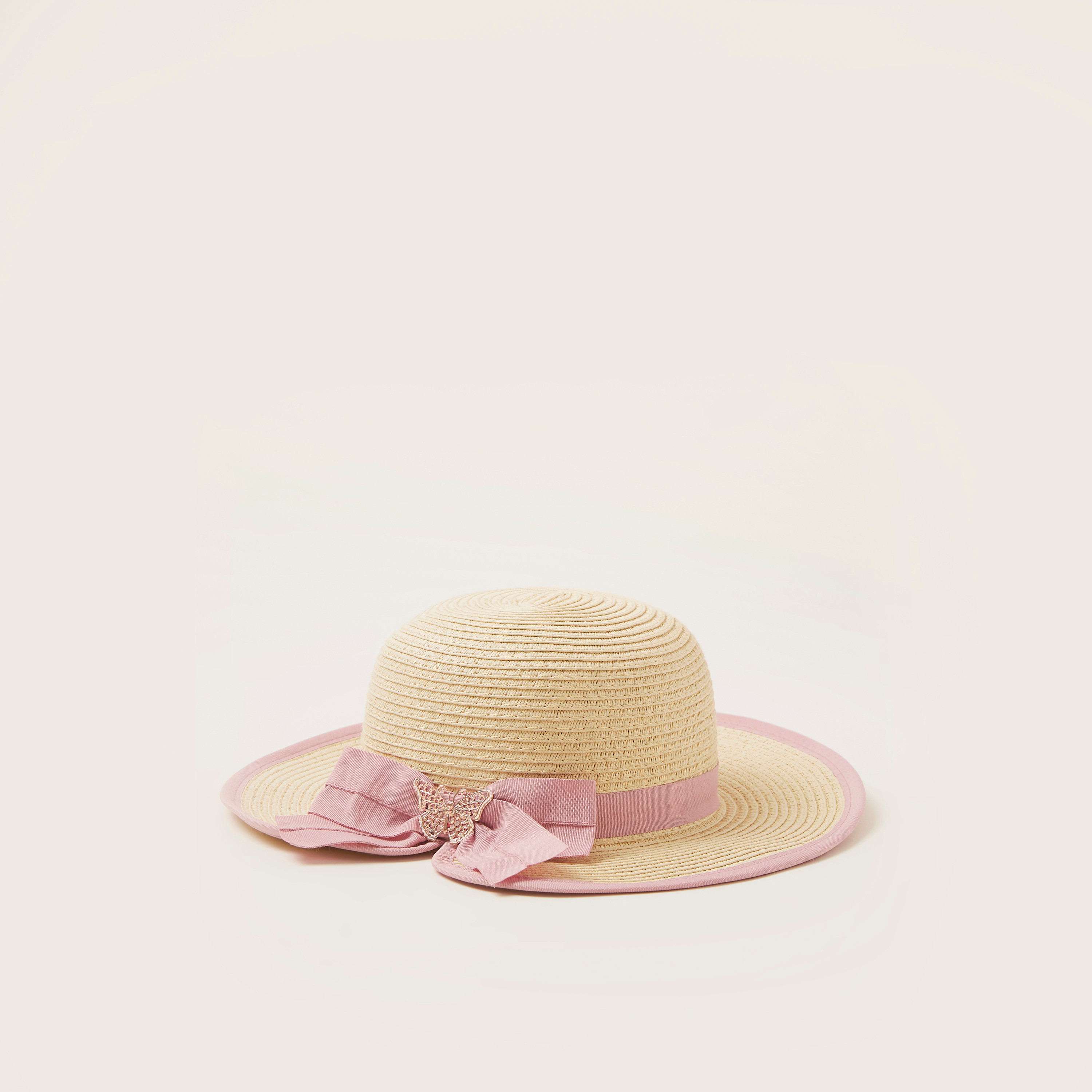 قبعة سترو بتفاصيل فيونكة من جونيورز-girls-accessories-caps-image-1