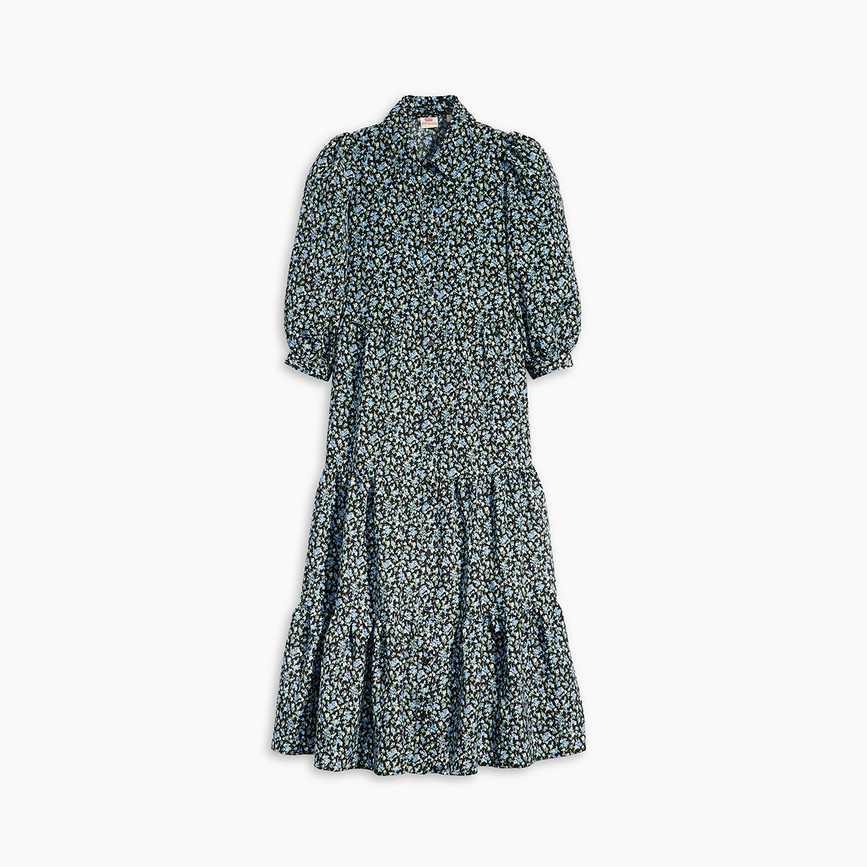 Levi's Printed Shirt Collar Tiered Midi Dress-women-clothing-dresses-image-3