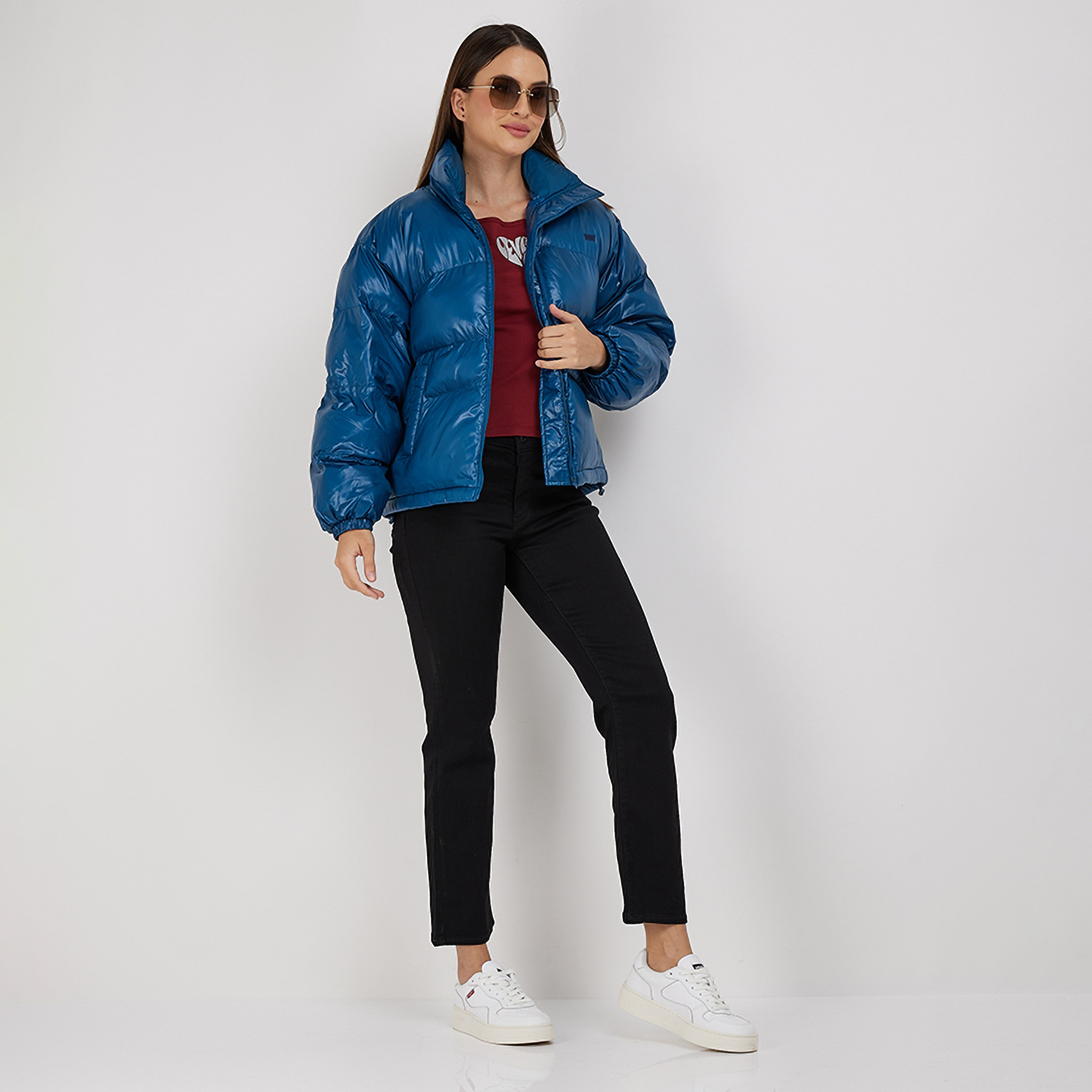 Levi's Plain High Neck Long Sleeves Women's Puffer Jacket-women-winterwear-coatsandjackets-jackets-image-2