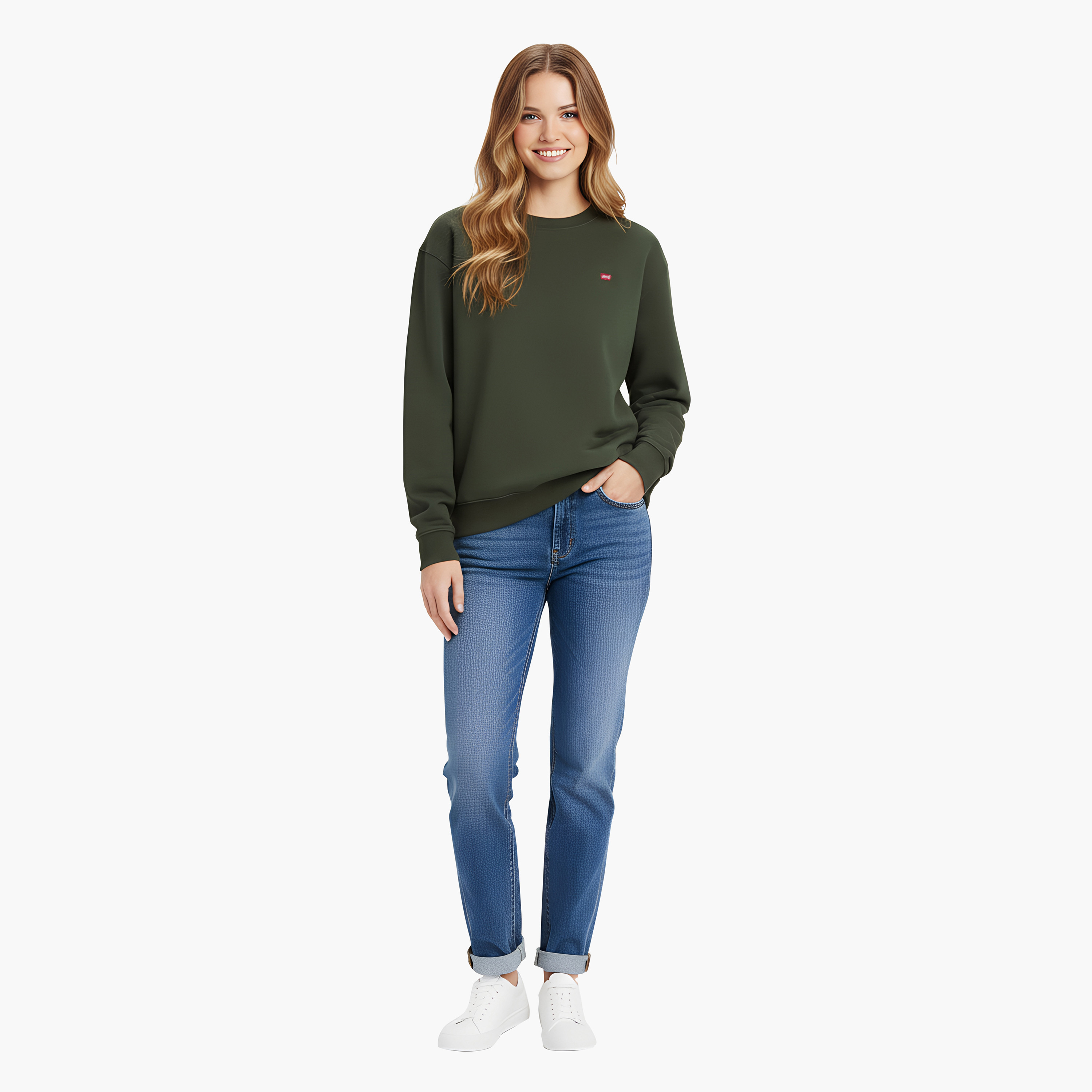 سويت شيرت حريمي بياقة دائرية وأكمام طويلة، سادة من ليفايس-women-winterwear-hoodiesandsweatshirts-sweatshirts-image-7