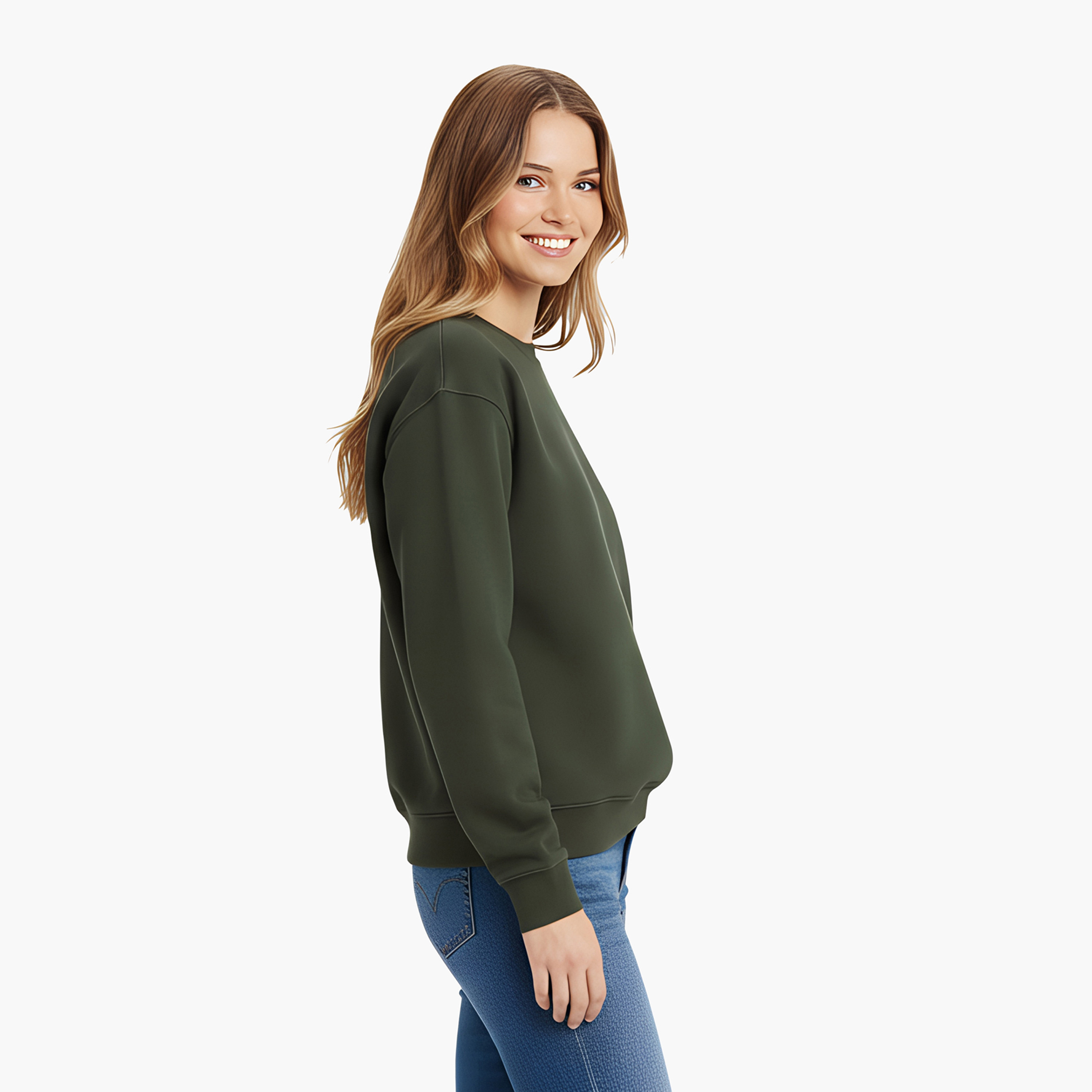 سويت شيرت حريمي بياقة دائرية وأكمام طويلة، سادة من ليفايس-women-winterwear-hoodiesandsweatshirts-sweatshirts-image-8