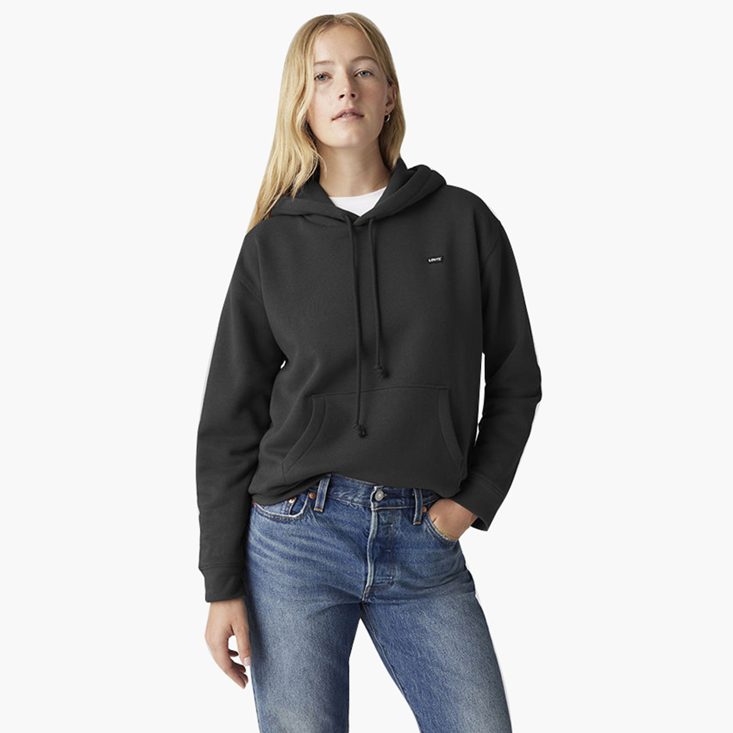 Levi's Plain Hooded Neck Long Sleeves Women's Sweatshirt-women-winterwear-hoodiesandsweatshirts-sweatshirts-image-1