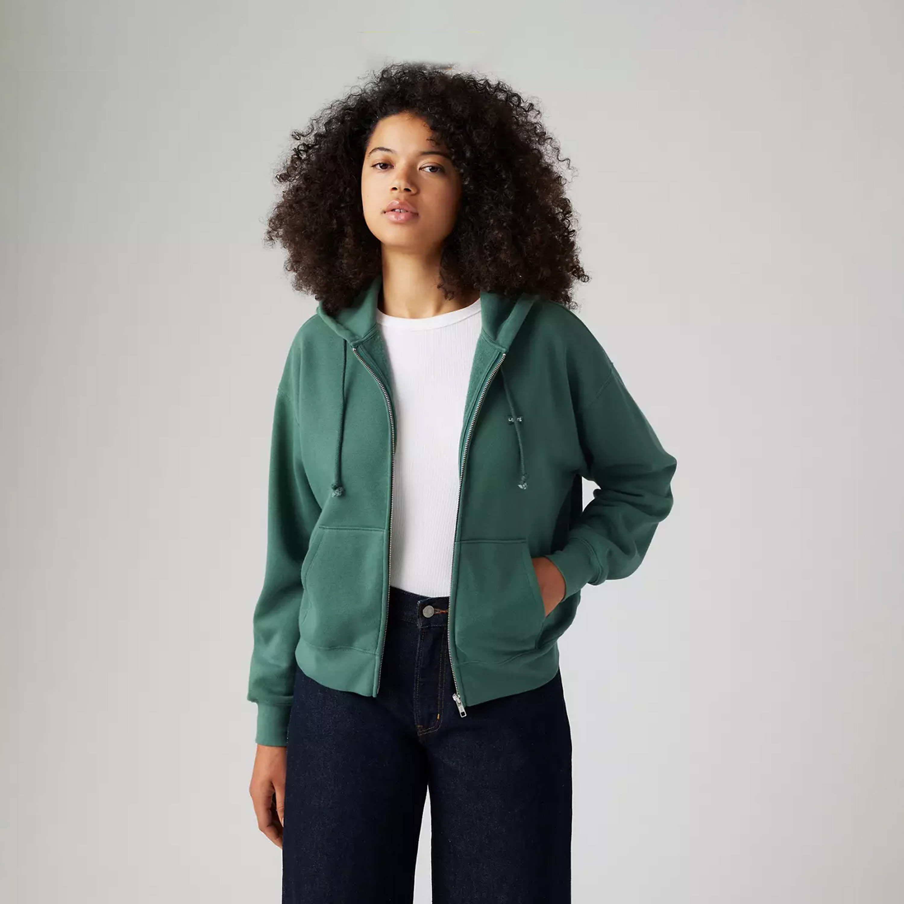 ليفايز- هودي سادة برقبة بغطاء للرأس وأكمام طويلة-women-clothing-sportswearandactivewear-hoodiesandsweatshirts-image-1