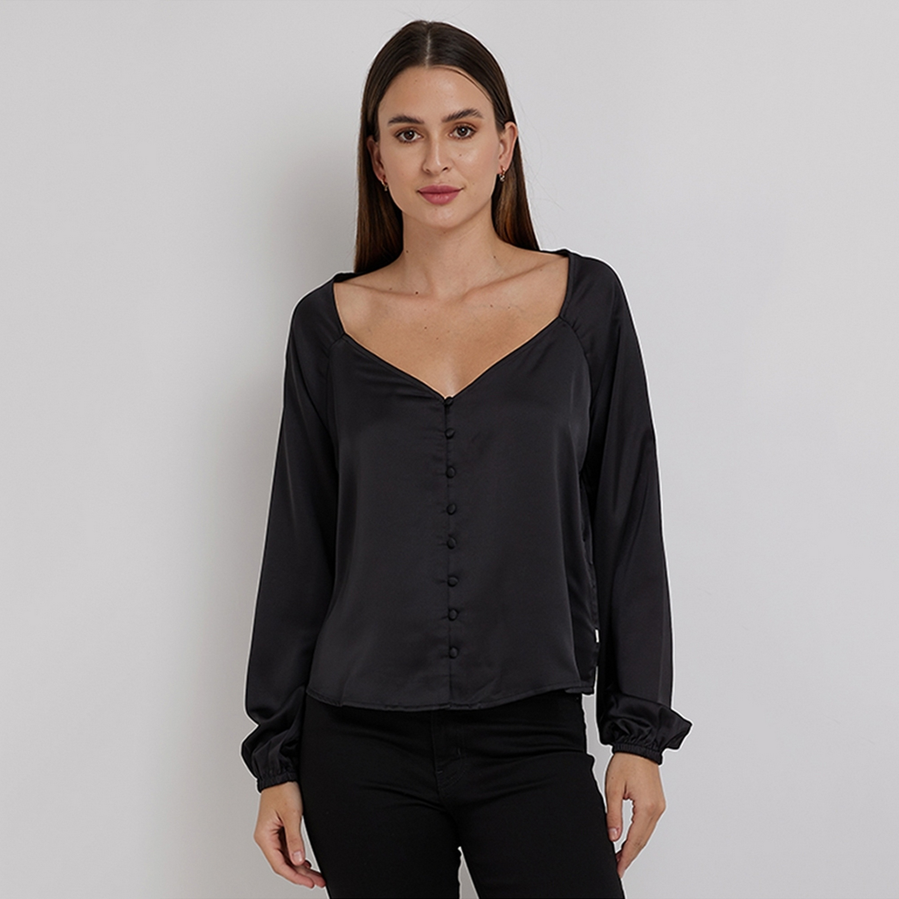 Levi's Black Sweetheart Neck Balloon Sleeves Women's Top-women-clothing-shirtsandblouses-blouses-image-1
