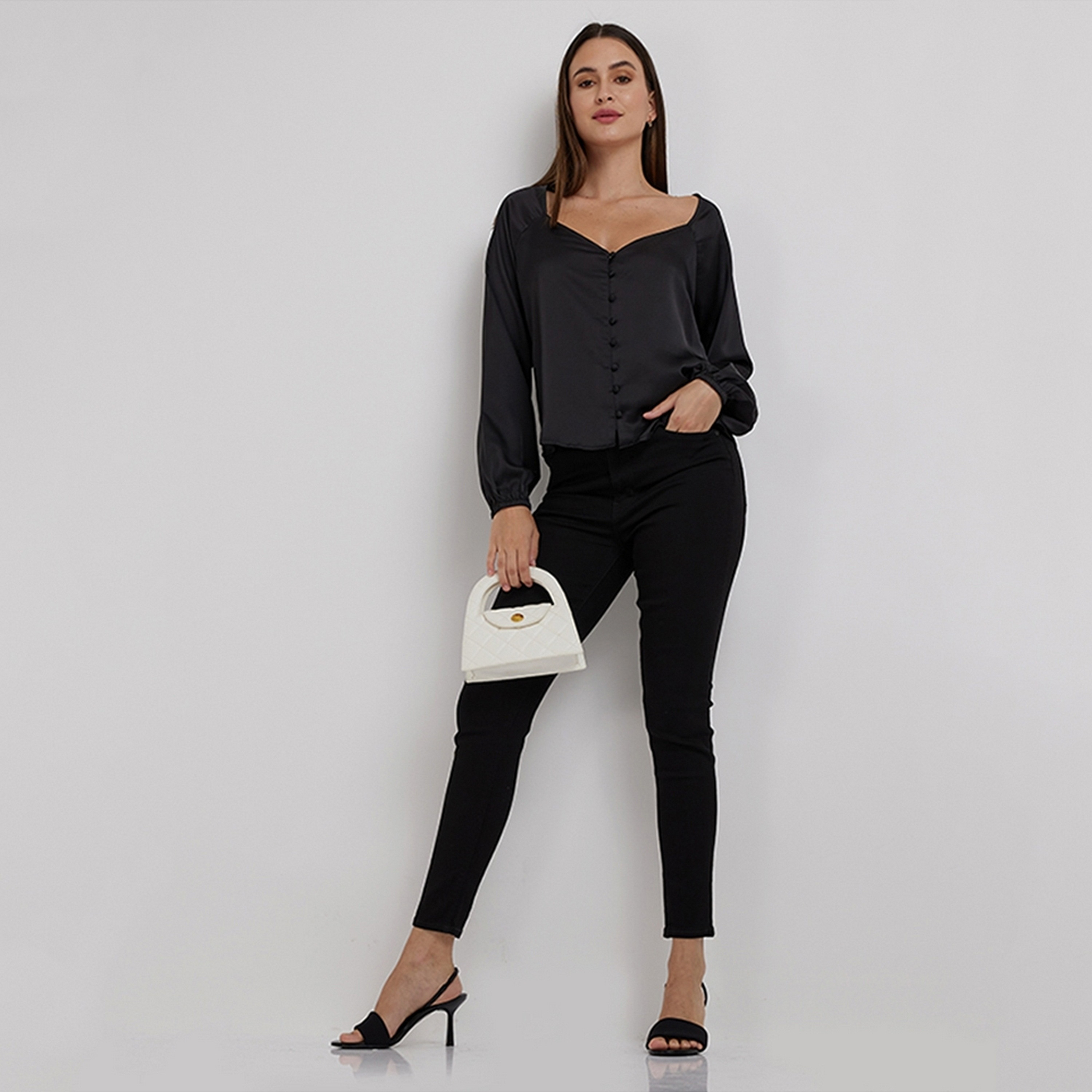 Levi's Black Sweetheart Neck Balloon Sleeves Women's Top-women-clothing-shirtsandblouses-blouses-image-2