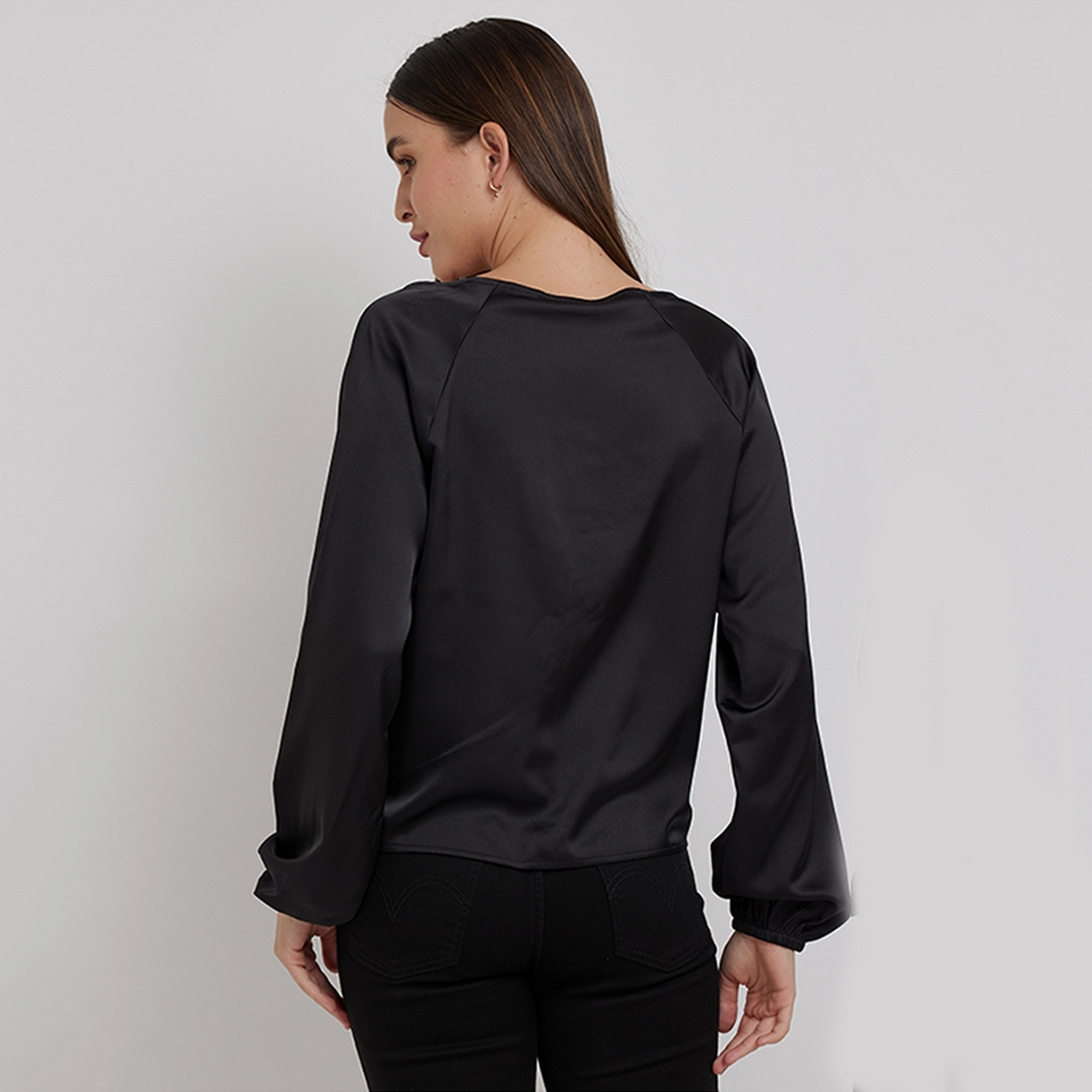 Levi's Black Sweetheart Neck Balloon Sleeves Women's Top-women-clothing-shirtsandblouses-blouses-image-4