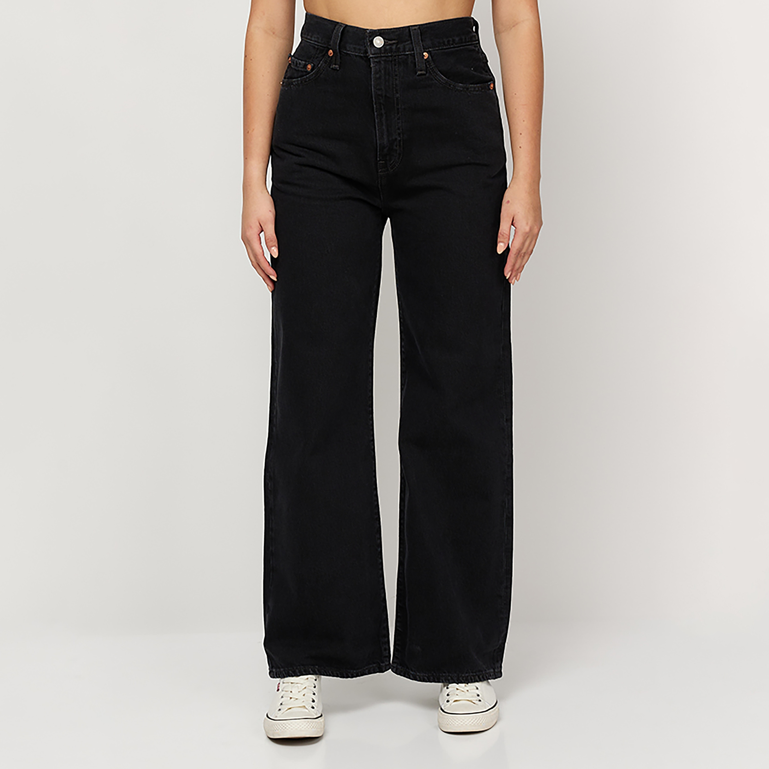 Levi's H223 Wide Leg Fit Black Plain Women's Jeans-women-clothing-bottoms-jeans-image-1
