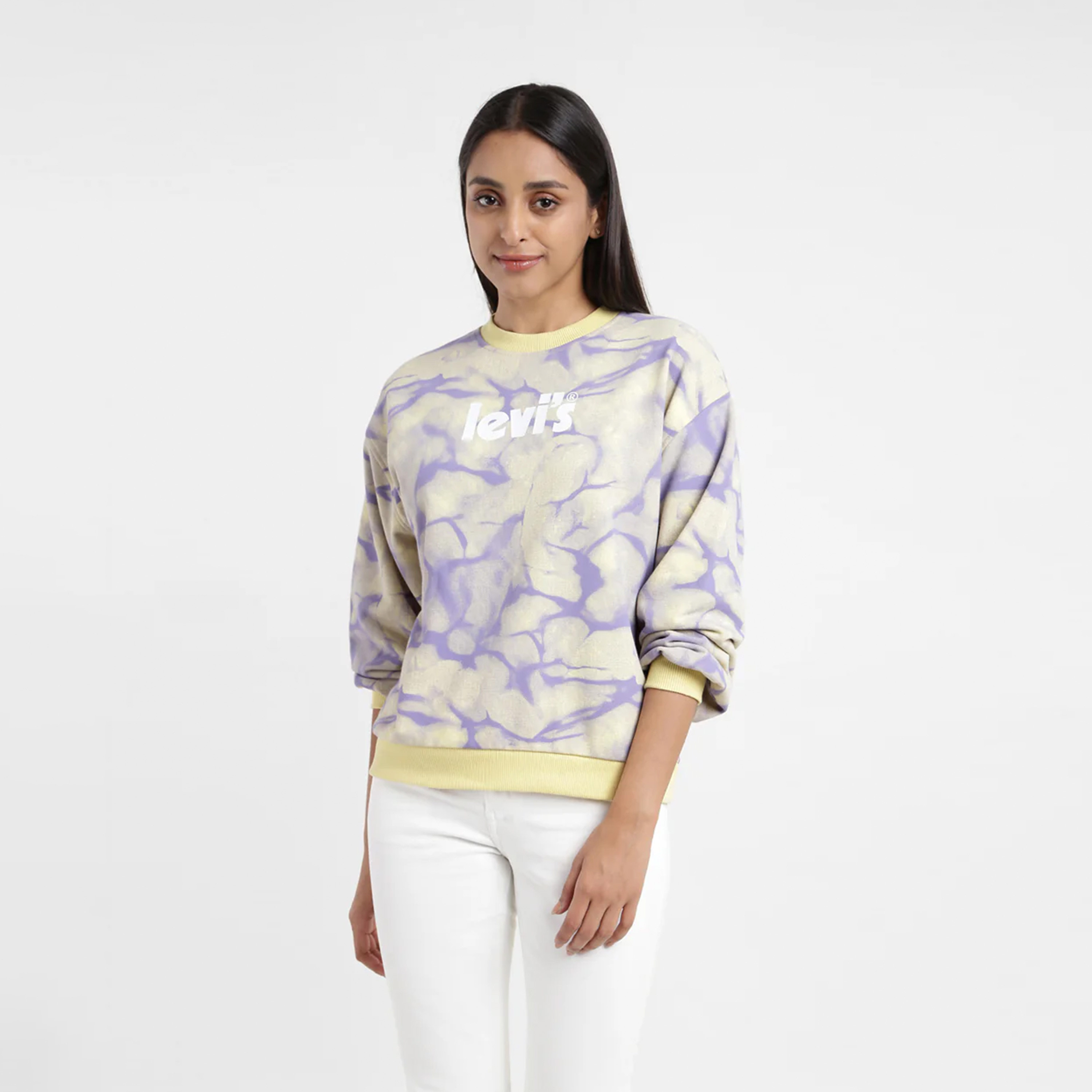 ليفايز- سويت شيرت مطبوع برقبة دائرية وأكمام طويلة-women-clothing-sportswearandactivewear-hoodiesandsweatshirts-image-1