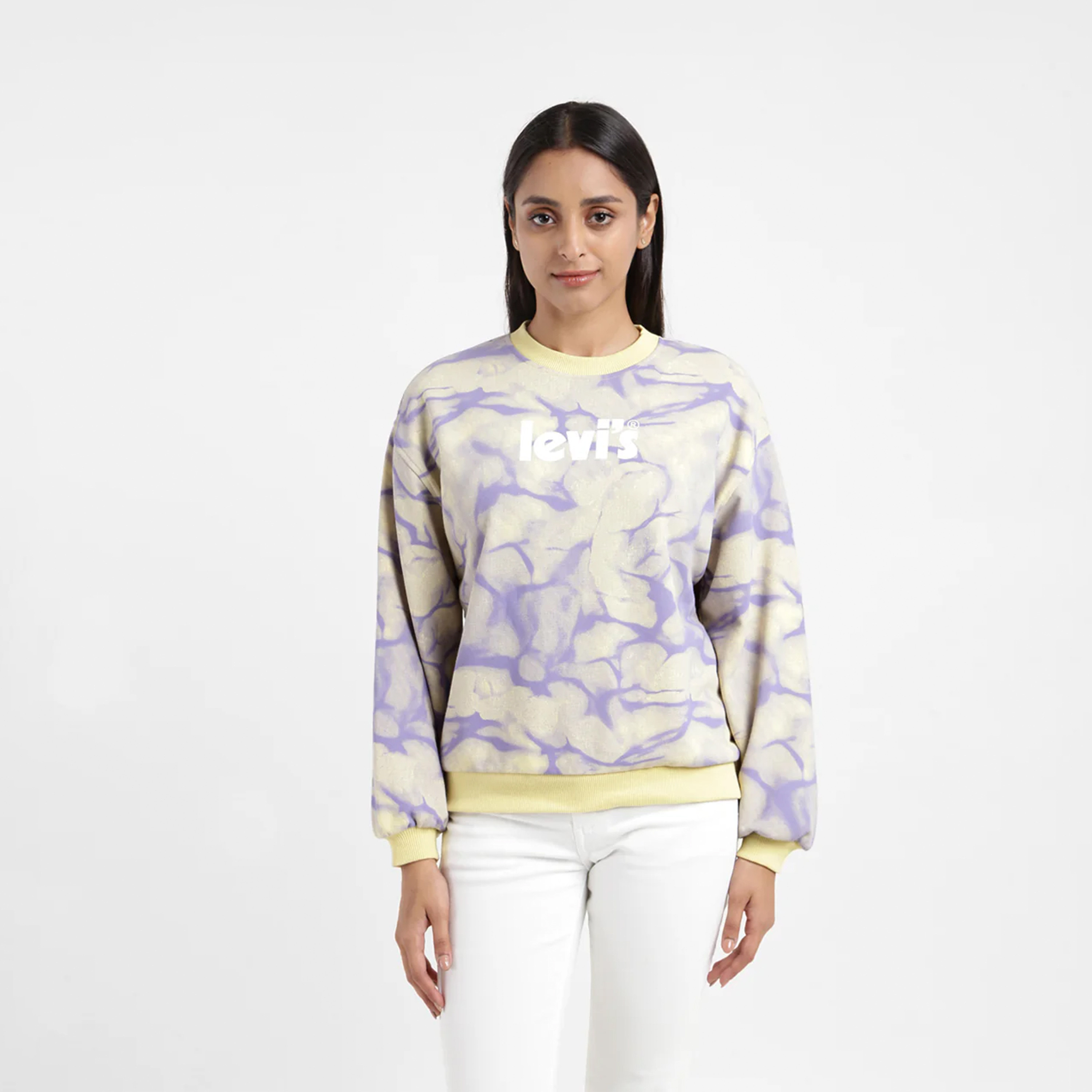 ليفايز- سويت شيرت مطبوع برقبة دائرية وأكمام طويلة-women-clothing-sportswearandactivewear-hoodiesandsweatshirts-image-2