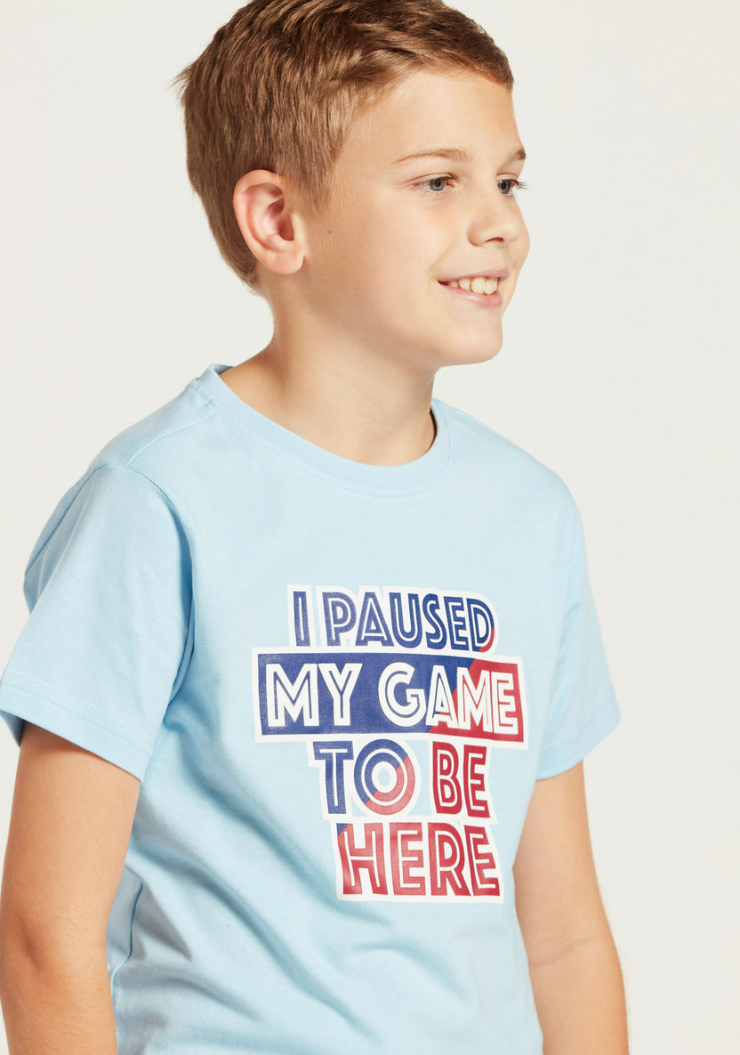 Juniors Graphic Print T-shirt with Round Neck and Short Sleeves-T Shirts-image-2
