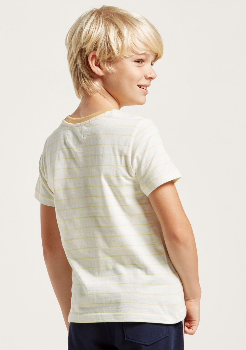 Juniors Striped T-shirt with Round Neck and Short Sleeves-T Shirts-image-2