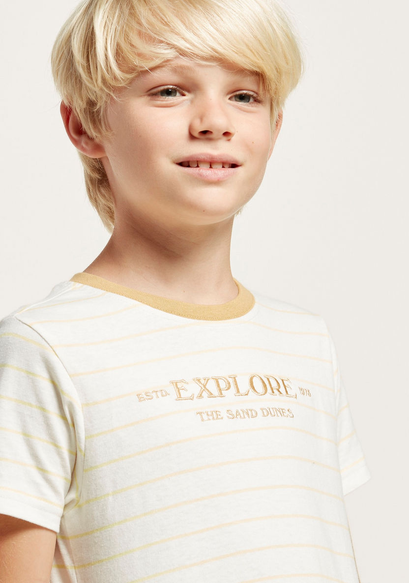 Juniors Striped T-shirt with Round Neck and Short Sleeves-T Shirts-image-3