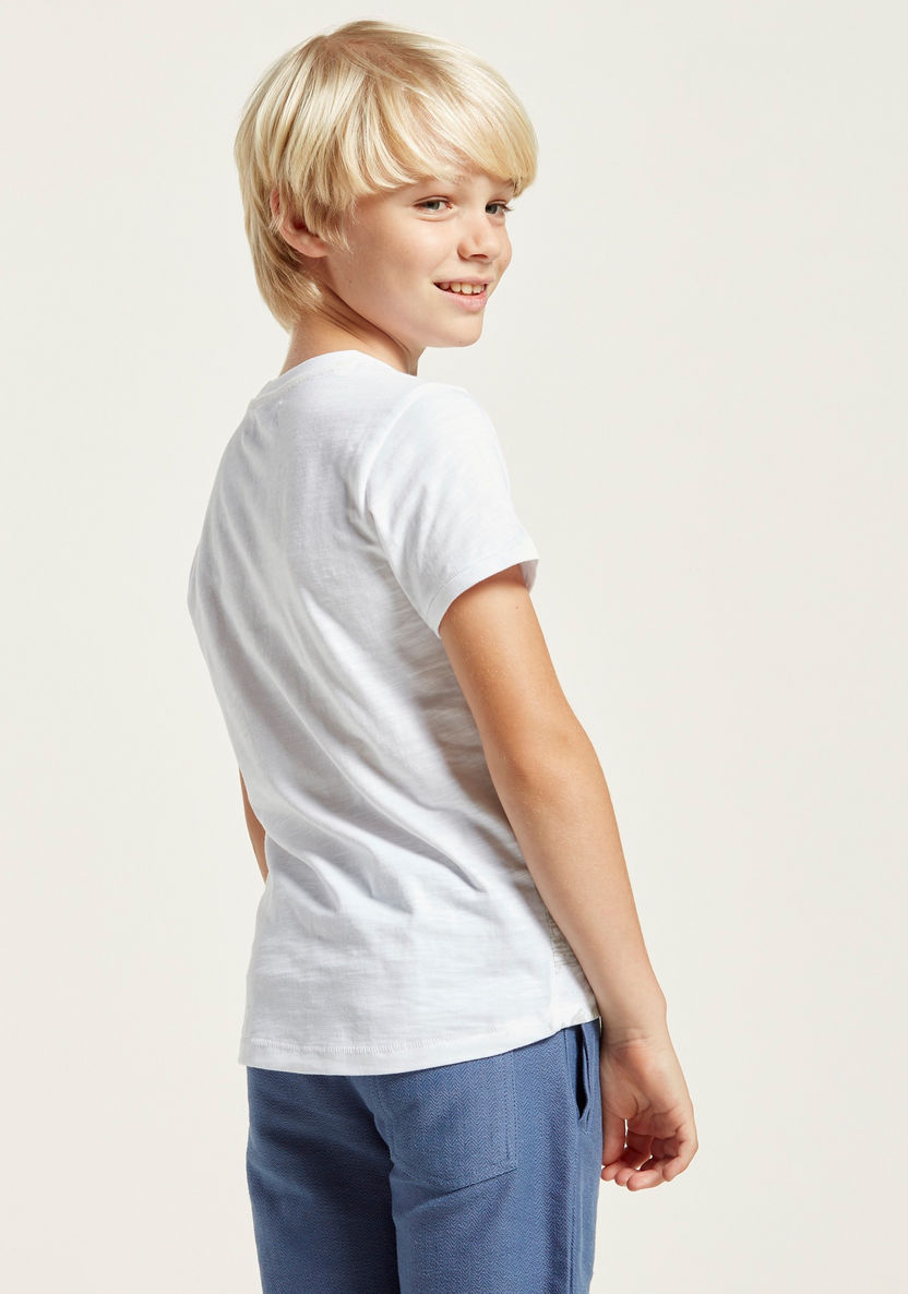 Juniors Printed Round Neck T-shirt with Short Sleeves-T Shirts-image-3