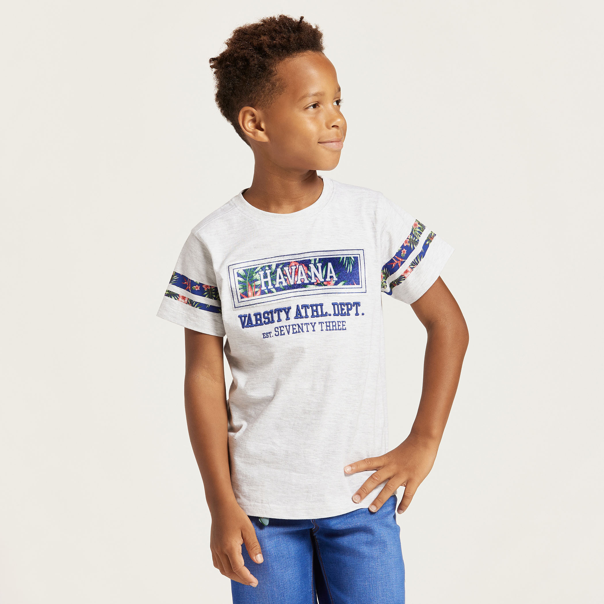 Juniors Graphic Print Round Neck T-shirt with Short Sleeves-boys-clothing-tshirtsandpolos-image-2