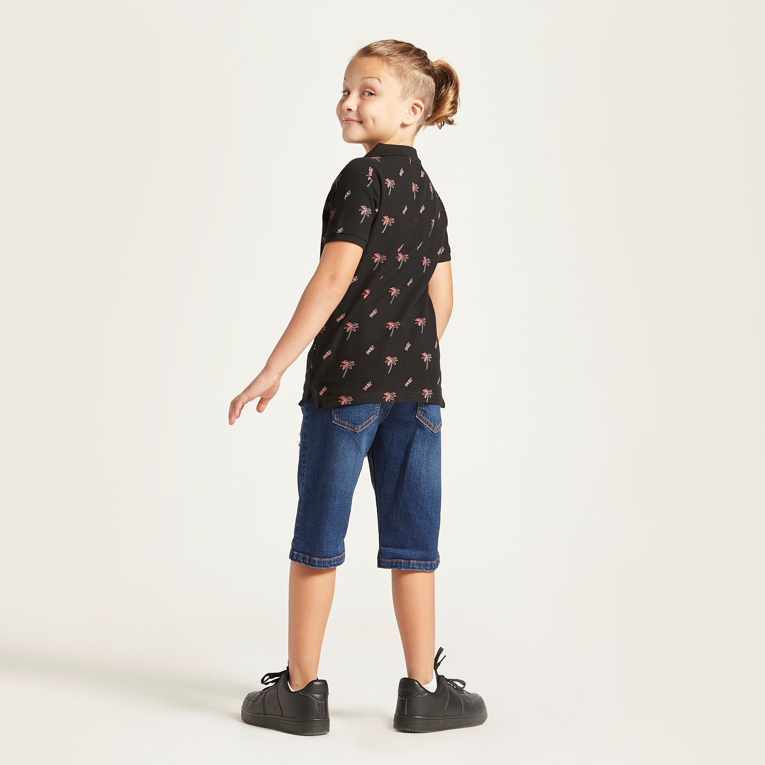 Juniors Printed Polo T-shirt with Short Sleeves-boys-clothing-tshirtsandpolos-image-4