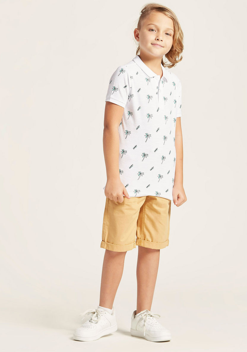 Juniors Printed Polo T-shirt with Short Sleeves-T Shirts-image-1