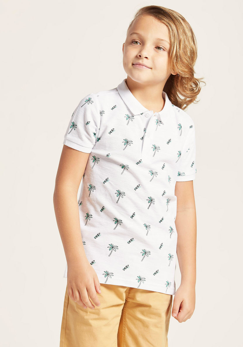 Juniors Printed Polo T-shirt with Short Sleeves-T Shirts-image-2