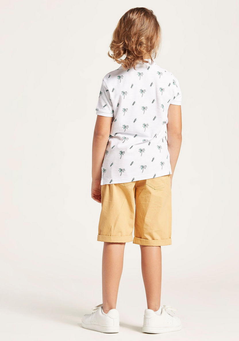 Juniors Printed Polo T-shirt with Short Sleeves-T Shirts-image-3