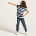 Juniors Striped Polo T-shirt with Short Sleeves and Button Closure-T Shirts-thumbnail-2