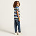 Juniors Striped Polo T-shirt with Short Sleeves and Button Closure-T Shirts-thumbnail-3