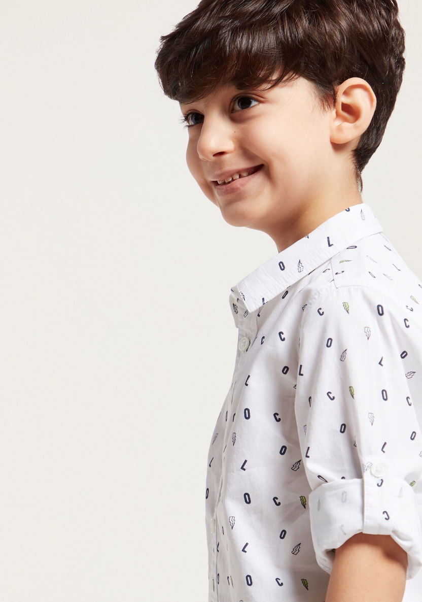 Juniors All-Over Print Shirt with Spread Collar and Long Sleeves-Shirts-image-2