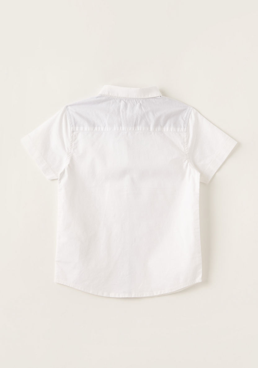 Juniors Solid Shirt with Spread Collar and Short Sleeves-Shirts-image-3