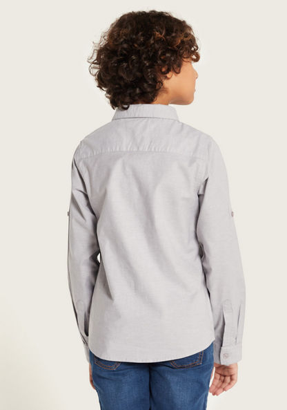 Juniors Solid Long Sleeves Shirt with Pocket and Button Closure