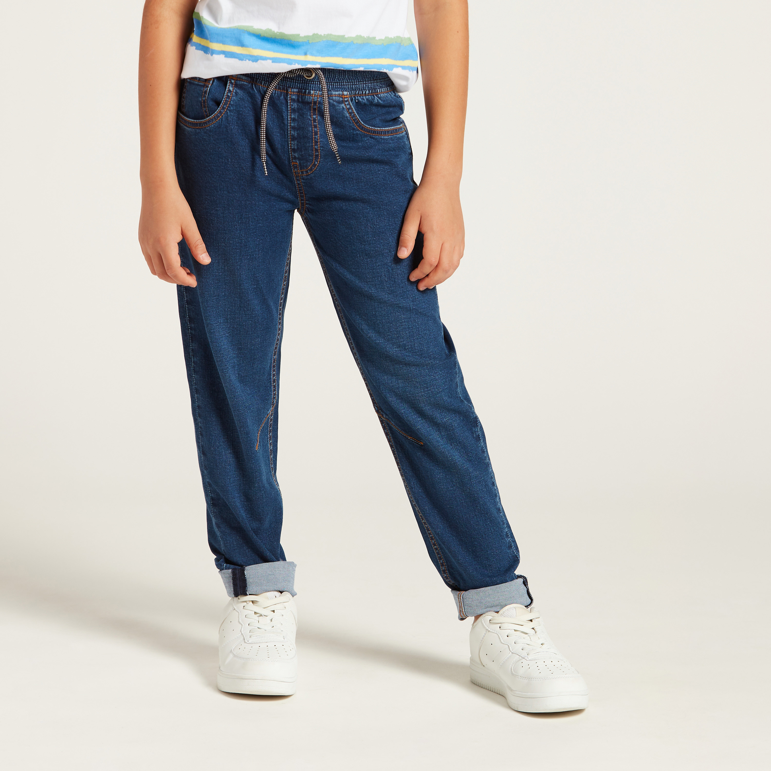 بنطلون جينز عادي برباط للأولاد من جونيورز-boys-clothing-bottoms-jeans-image-2