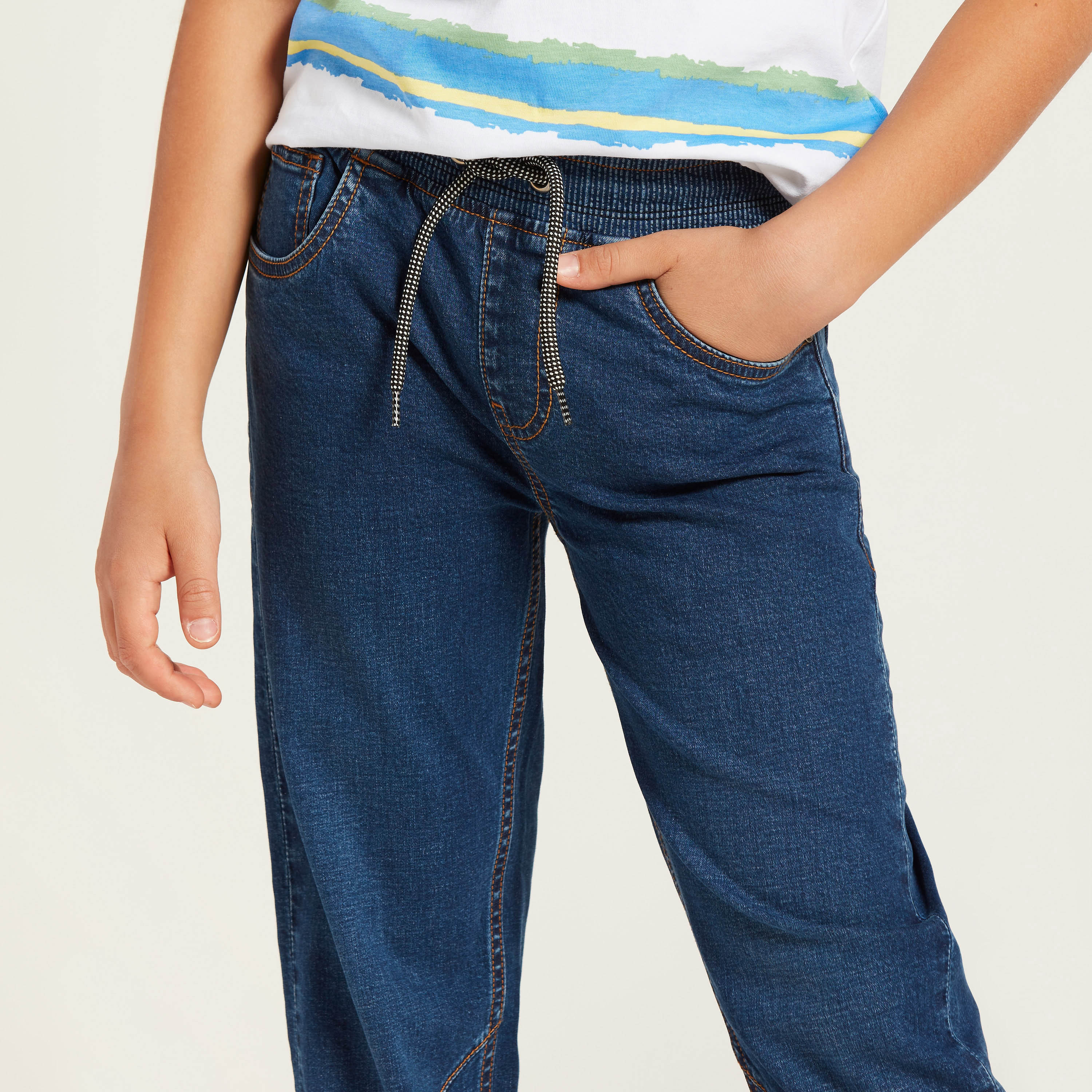بنطلون جينز عادي برباط للأولاد من جونيورز-boys-clothing-bottoms-jeans-image-3