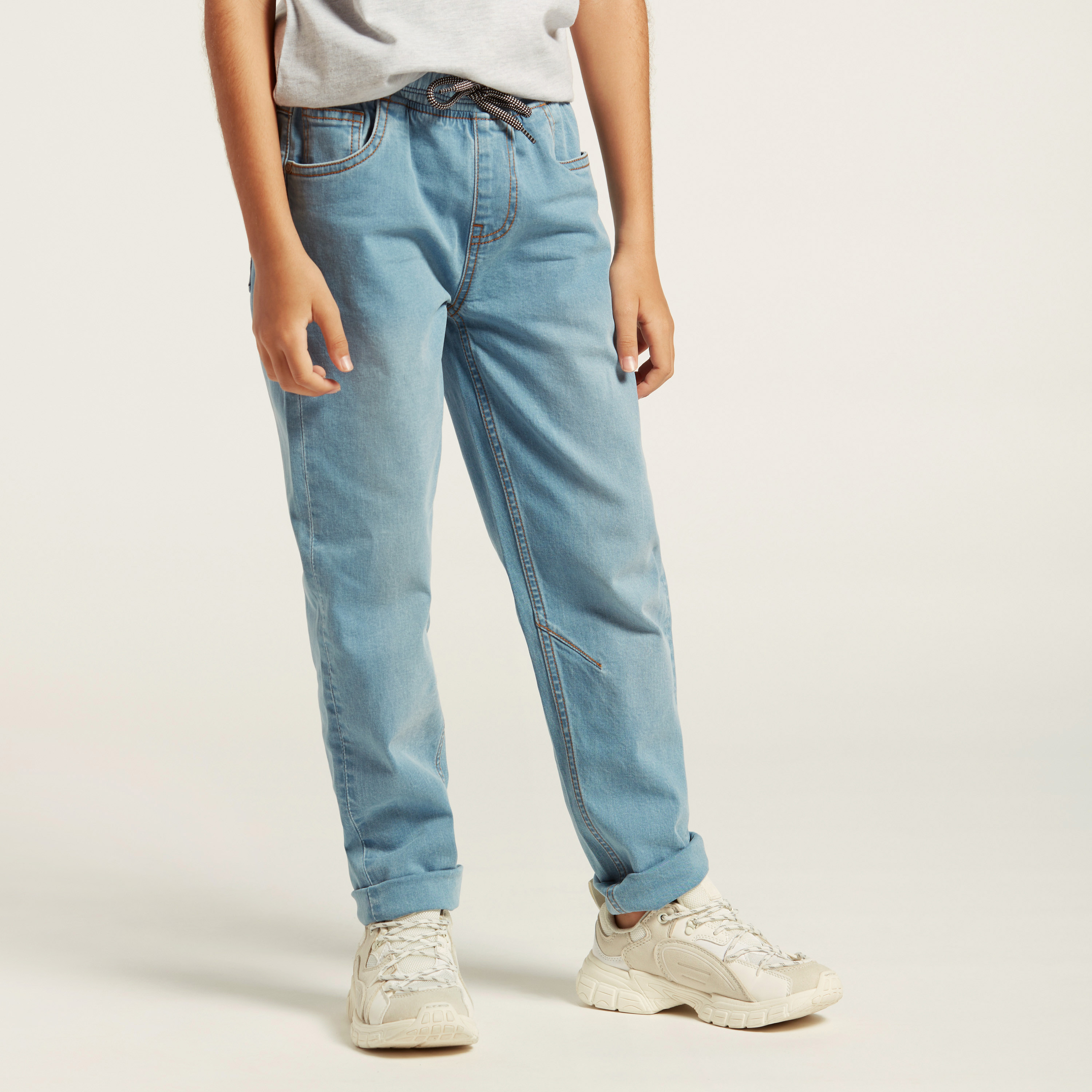 بنطلون جينز عادي برباط للأولاد من جونيورز-boys-clothing-bottoms-jeans-image-2