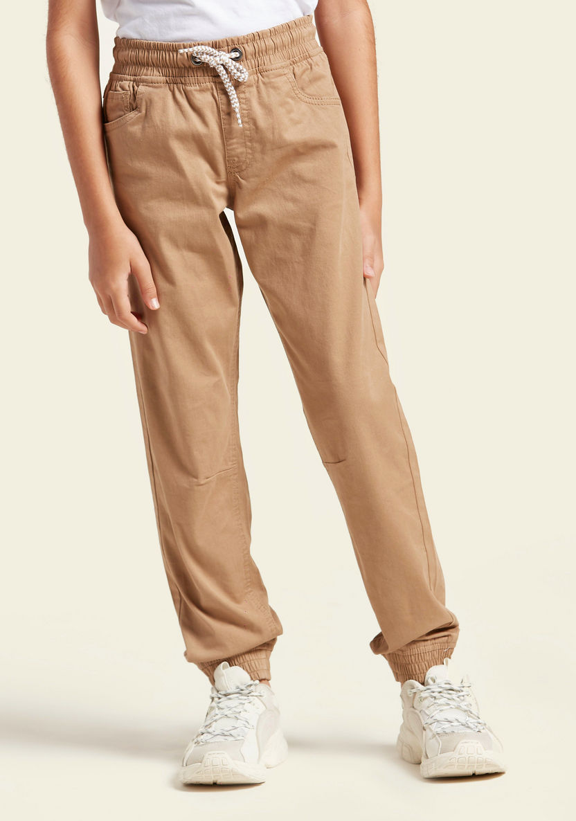 Juniors Solid Pants with Pockets and Drawstring Closure-Pants-image-0