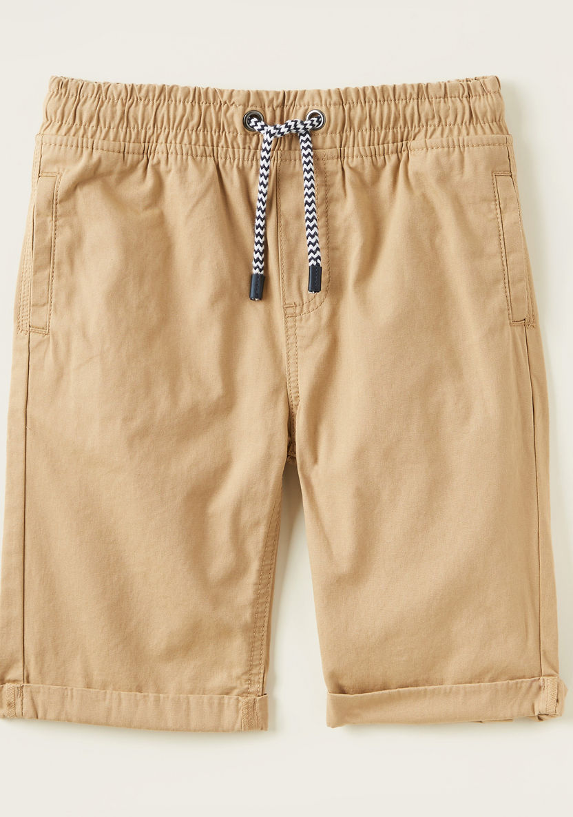 Juniors Solid Shorts with Pockets and Drawstring-Shorts-image-0