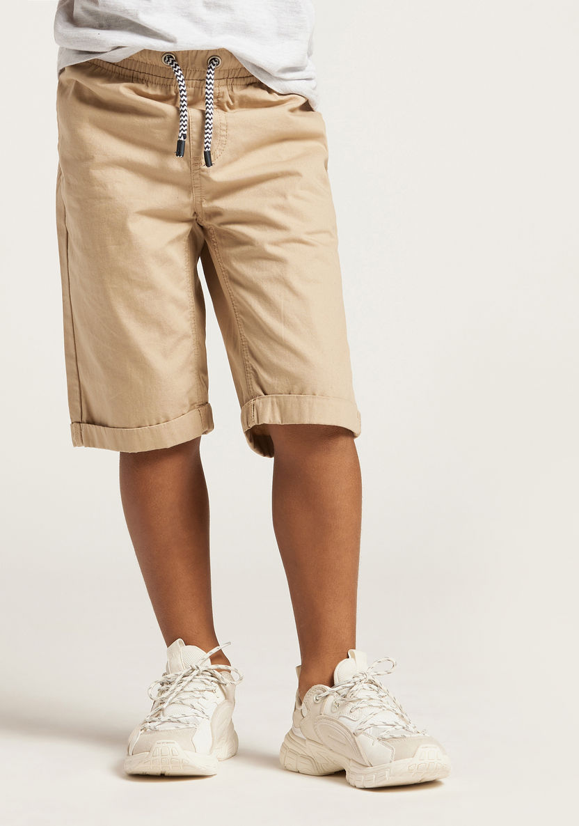 Juniors Solid Shorts with Pockets and Drawstring-Shorts-image-1