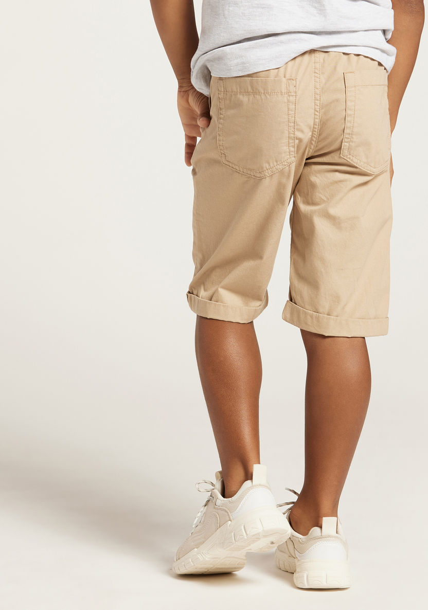 Juniors Solid Shorts with Pockets and Drawstring-Shorts-image-3