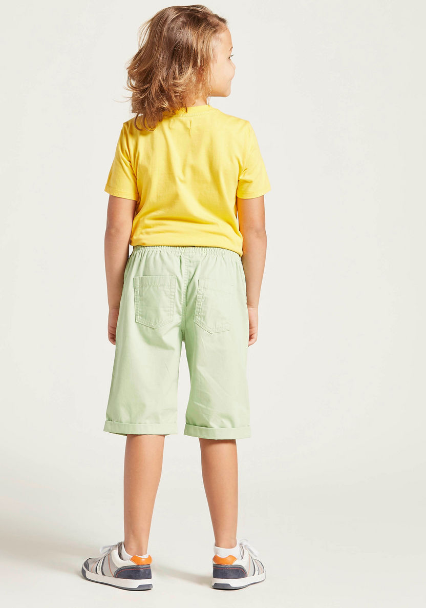 Juniors Solid Shorts with Pocket Detail and Drawstring Closure-Shorts-image-3