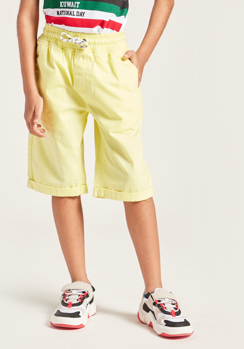 Juniors Solid Shorts with Pocket Detail and Drawstring Closure-Shorts-image-1