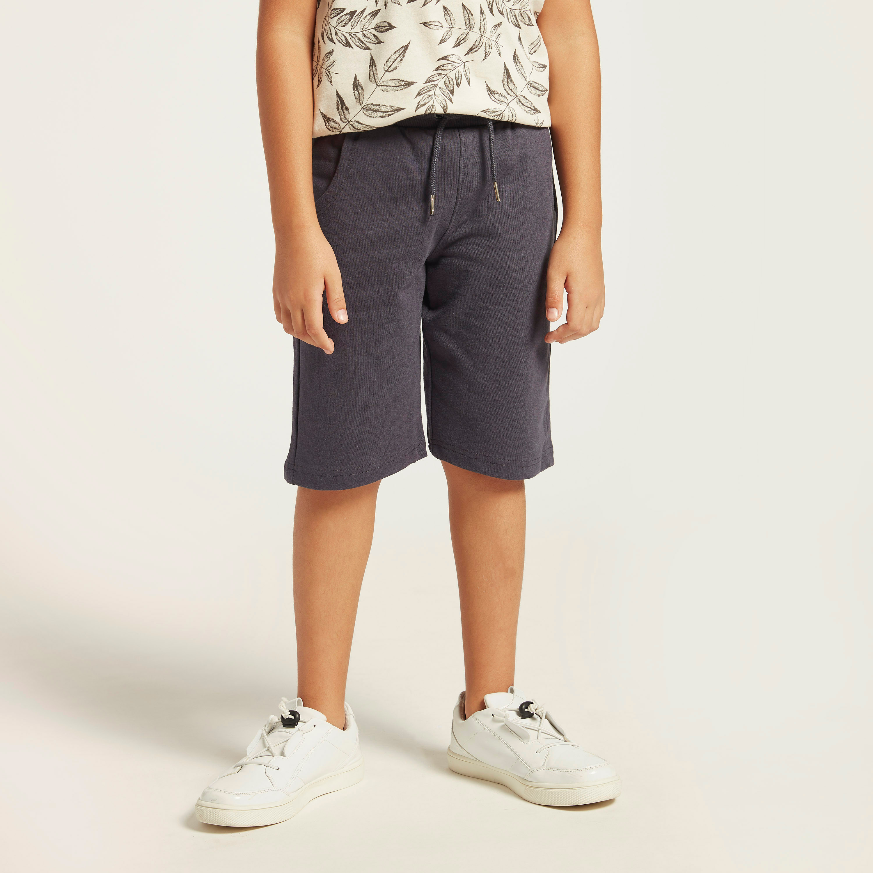 Juniors Solid Knee Length Shorts with Drawstring