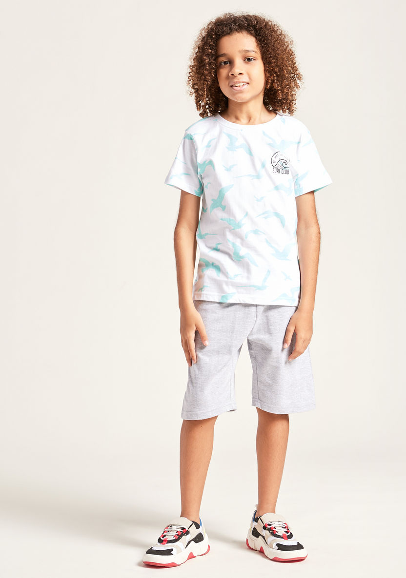 Juniors 3-Piece Printed Round Neck T-shirt and Shorts Set-Clothes Sets-image-1
