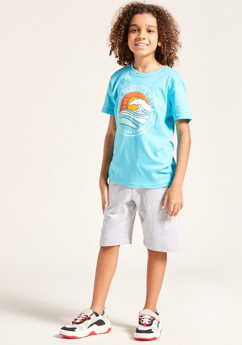 Juniors 3-Piece Printed Round Neck T-shirt and Shorts Set-Clothes Sets-image-3