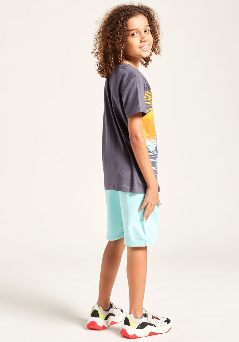 Juniors 3-Piece Printed Round Neck T-shirt and Shorts Set-Clothes Sets-image-2