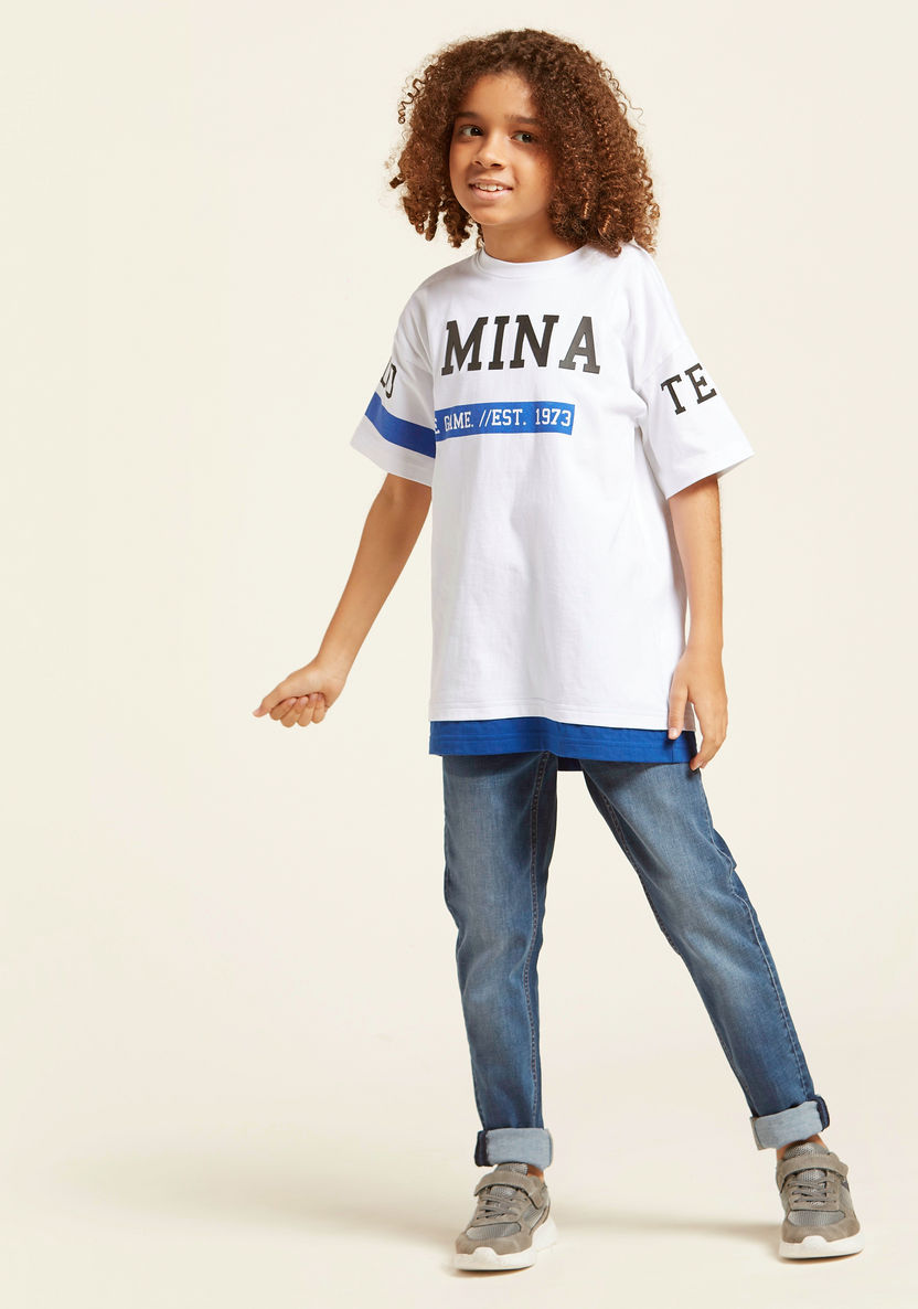 Juniors Graphic Print T-shirt with Short Sleeves-T Shirts-image-0