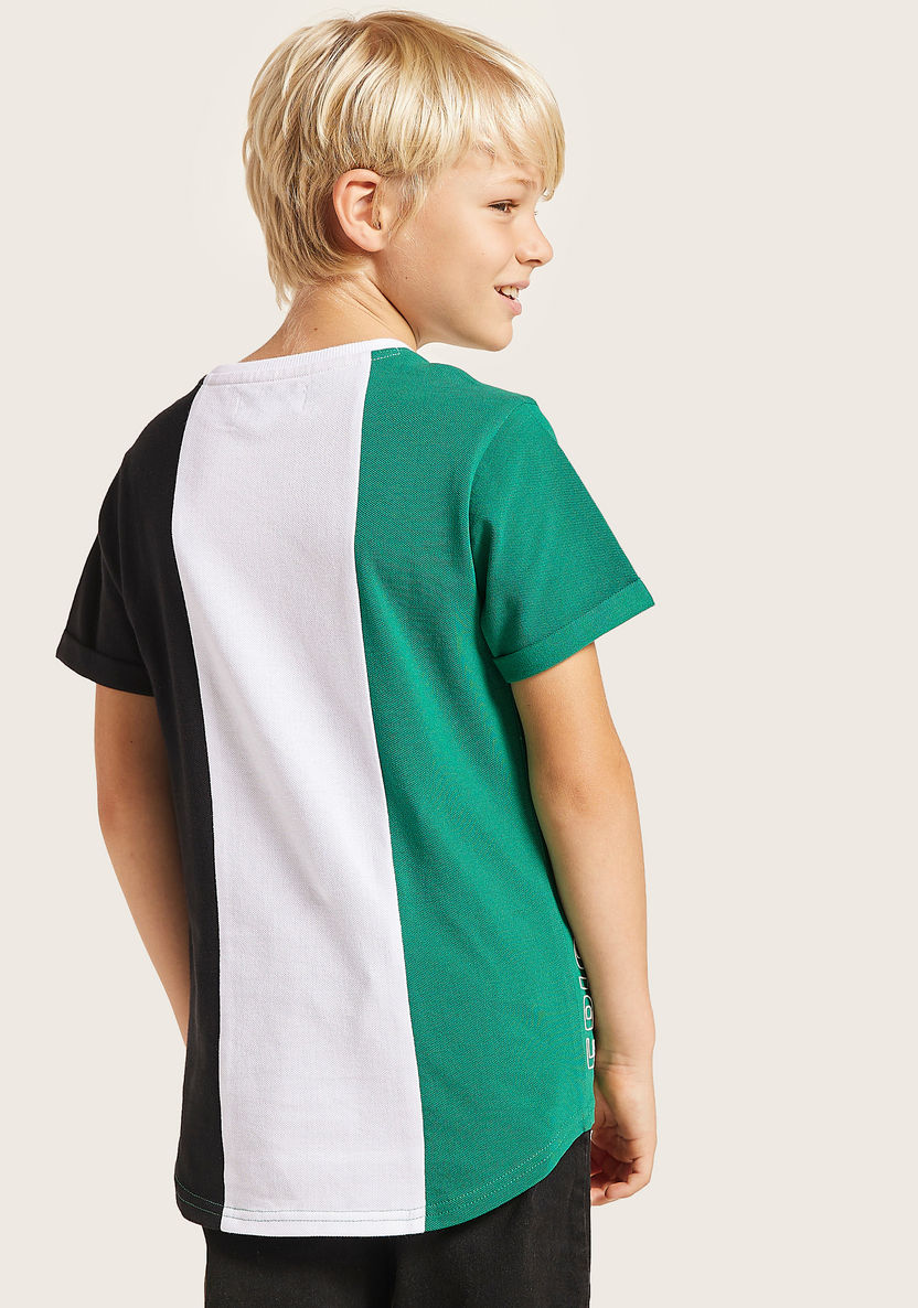 Juniors Colourblock T-shirt with Round Neck and Short Sleeves-T Shirts-image-3