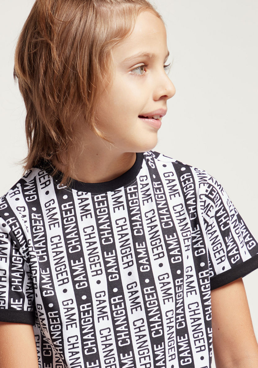 Juniors Graphic Print Round Neck T-shirt with Short Sleeves-T Shirts-image-2