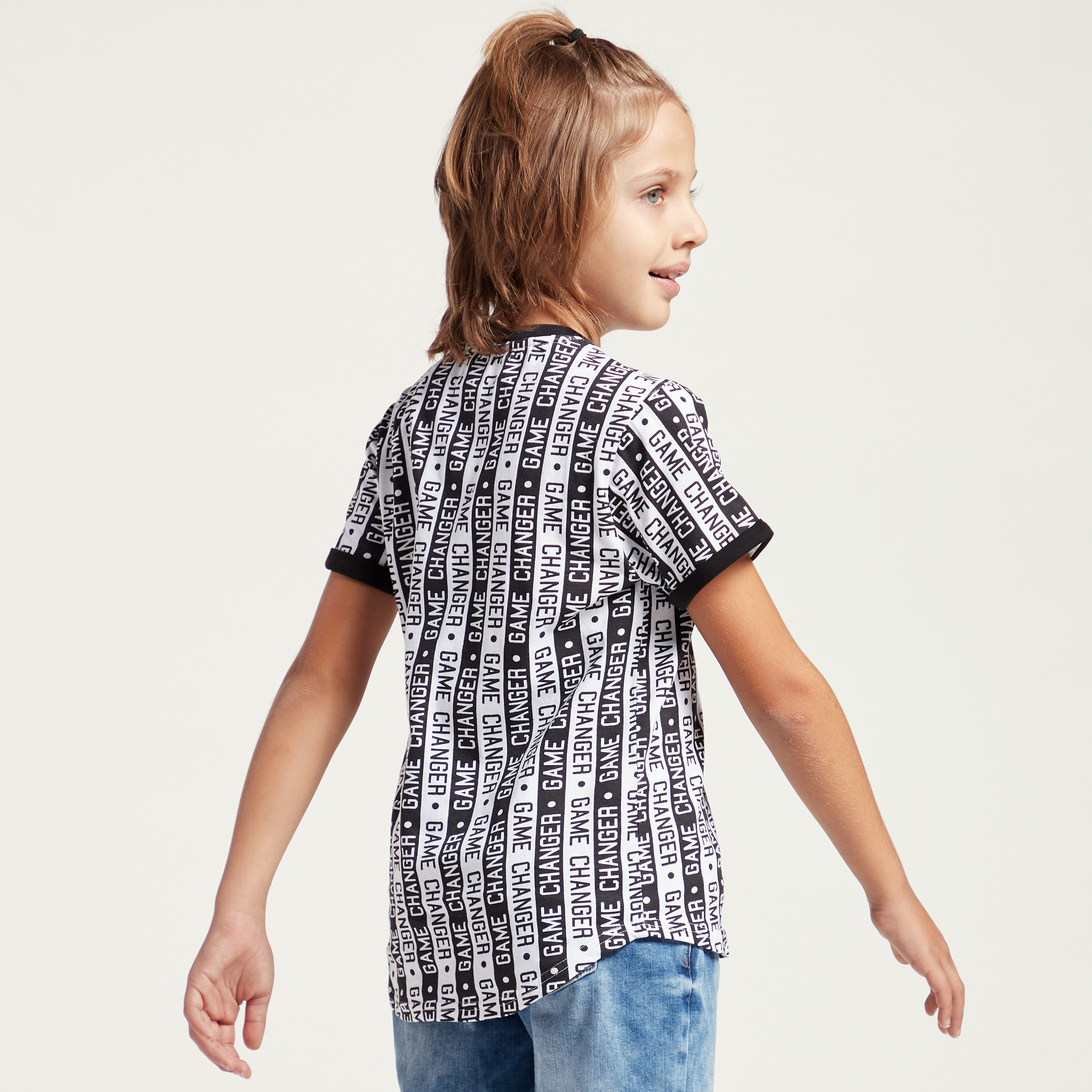 Juniors Graphic Print Round Neck T-shirt with Short Sleeves-boys-clothing-tshirtsandpolos-image-4