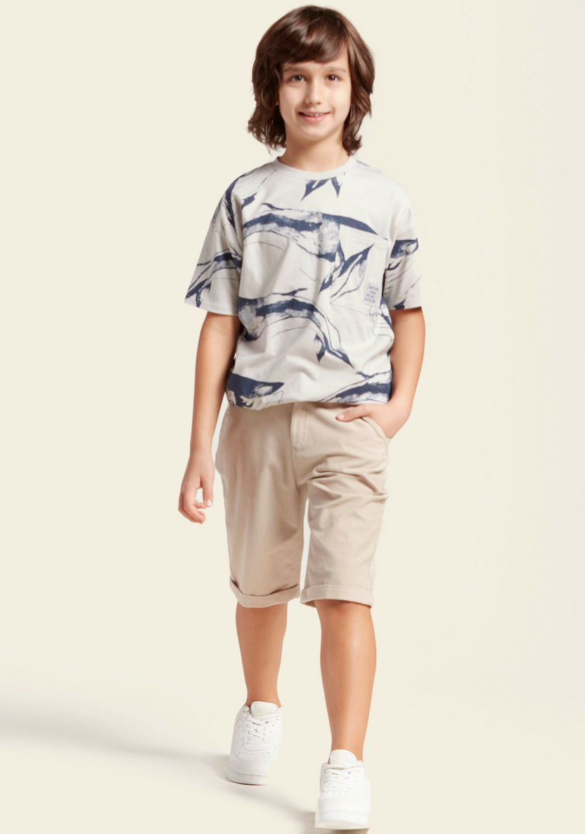 Juniors All Over Print T-shirt with Round Neck and Short Sleeves-T Shirts-image-0