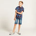 Juniors All-Over Print Shirt with Spread Collar and Short Sleeves-Shirts-thumbnail-0