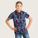 Juniors All-Over Print Shirt with Spread Collar and Short Sleeves-Shirts-thumbnail-1