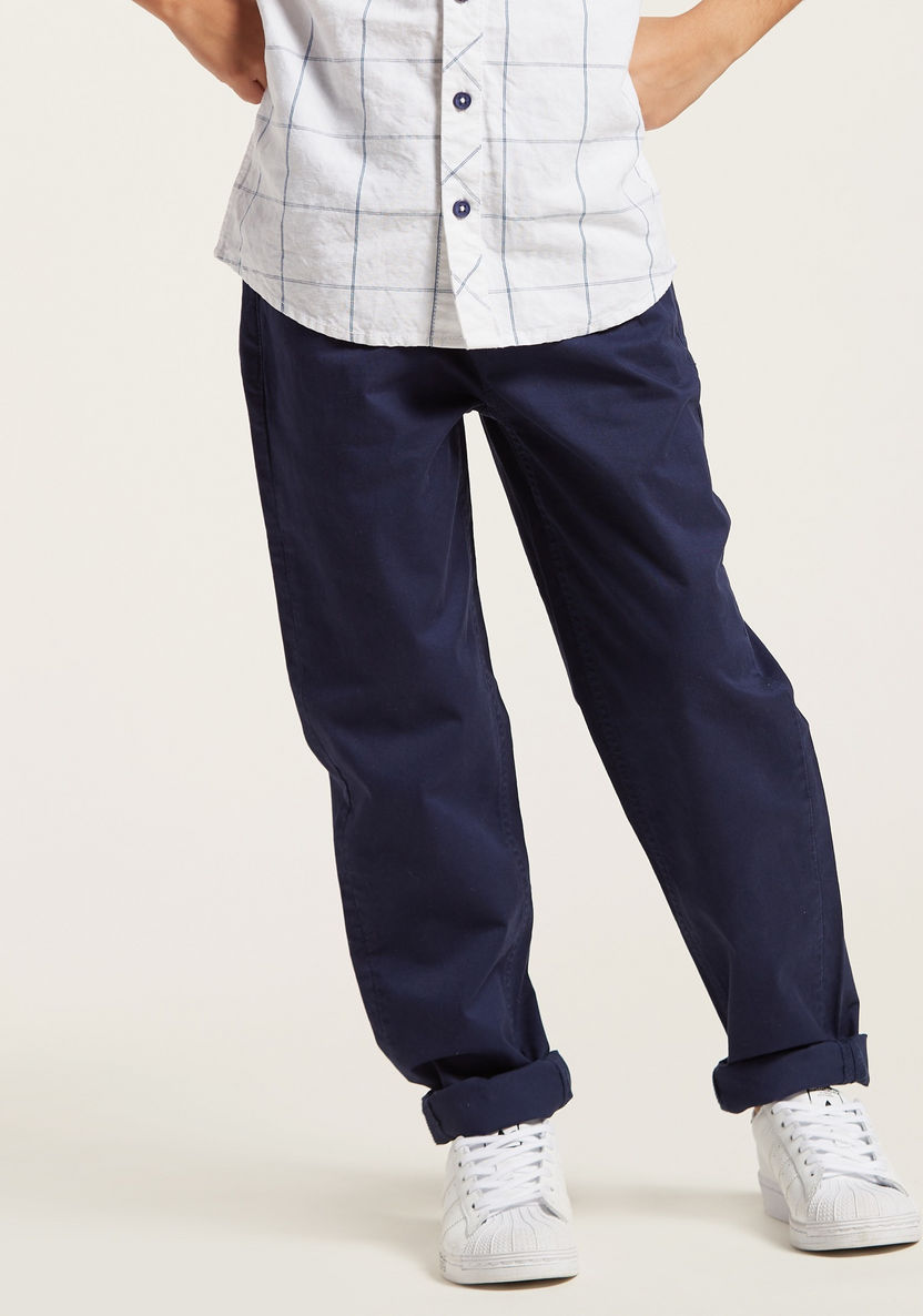 Juniors Solid Pants with Pocket Detail and Contrasting Hem-Shorts-image-2