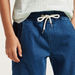 Juniors Solid Denim Shorts with Pockets and Drawstring Closure-Shorts-thumbnail-2