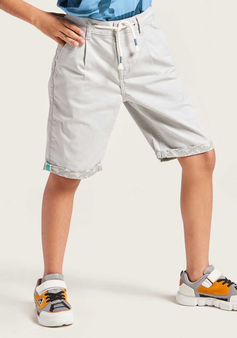 Juniors Solid Shorts with Elasticated Drawstring Waist and Pockets-Shorts-image-1